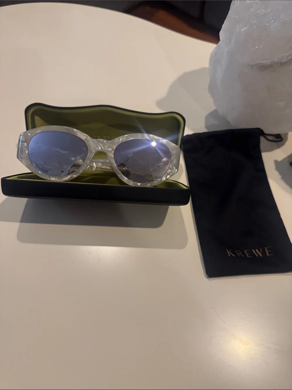KREWE Lucy | Alabaster with custom violet gradient mirrored lens Brand new